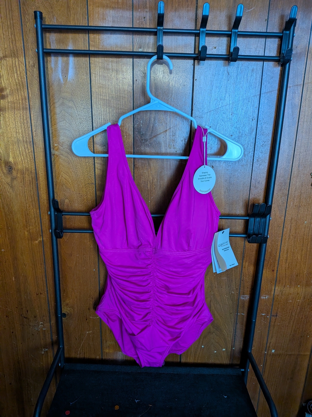Coco Reef Hot Pink Ruched One-Piece Swimsuit - Picture 1 of 4